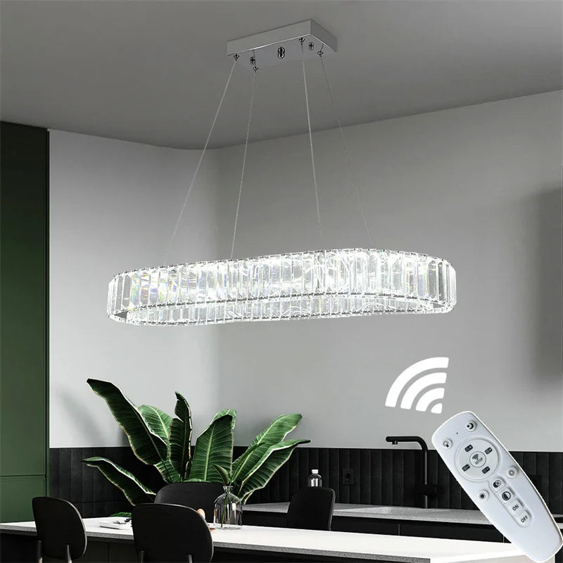 Crystal Rings Chandelier with Remote