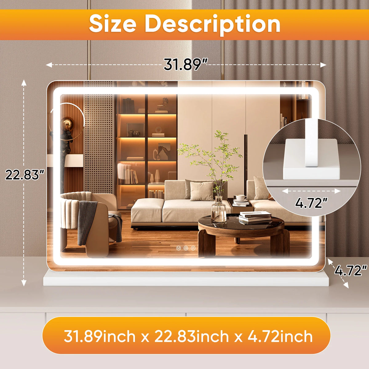 Rectangle LED Vanity Mirror with USB