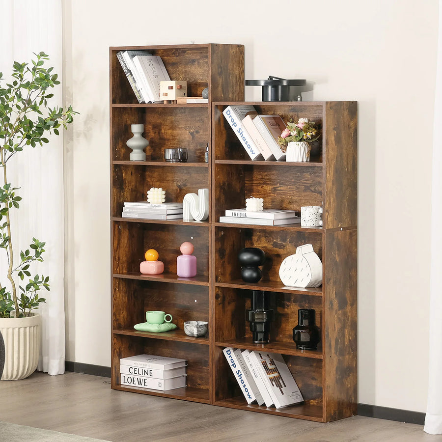 Tall Open Wooden Bookcase