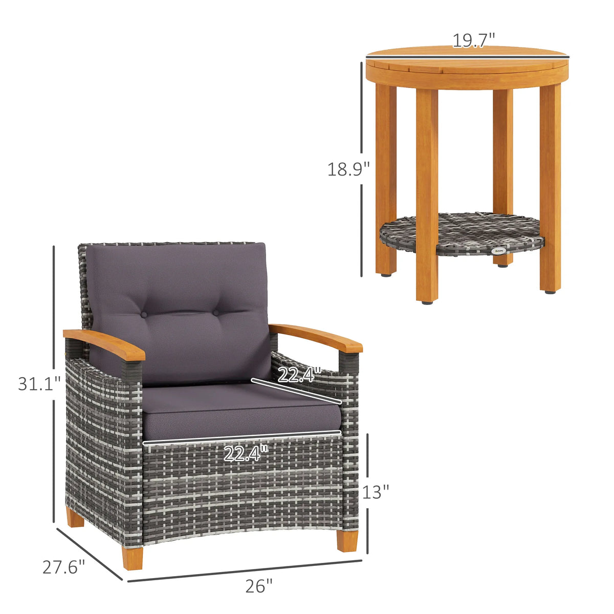 Gray Wicker Bistro Set