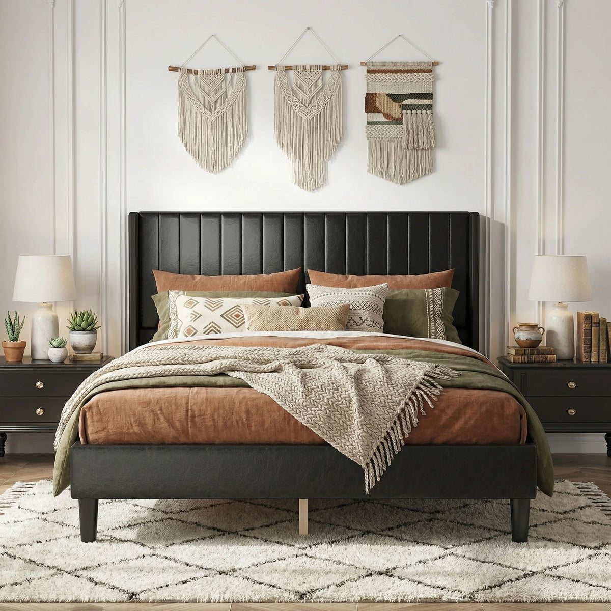 Wingback Leather Bed Frame
