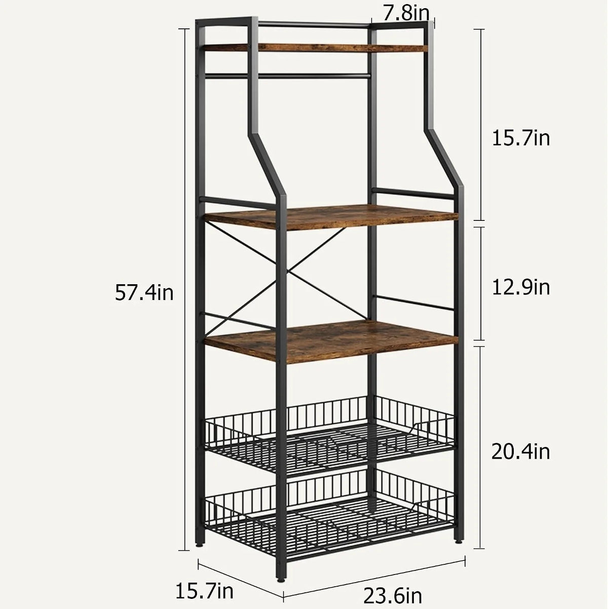 Kitchen Bakers Rack with Baskets