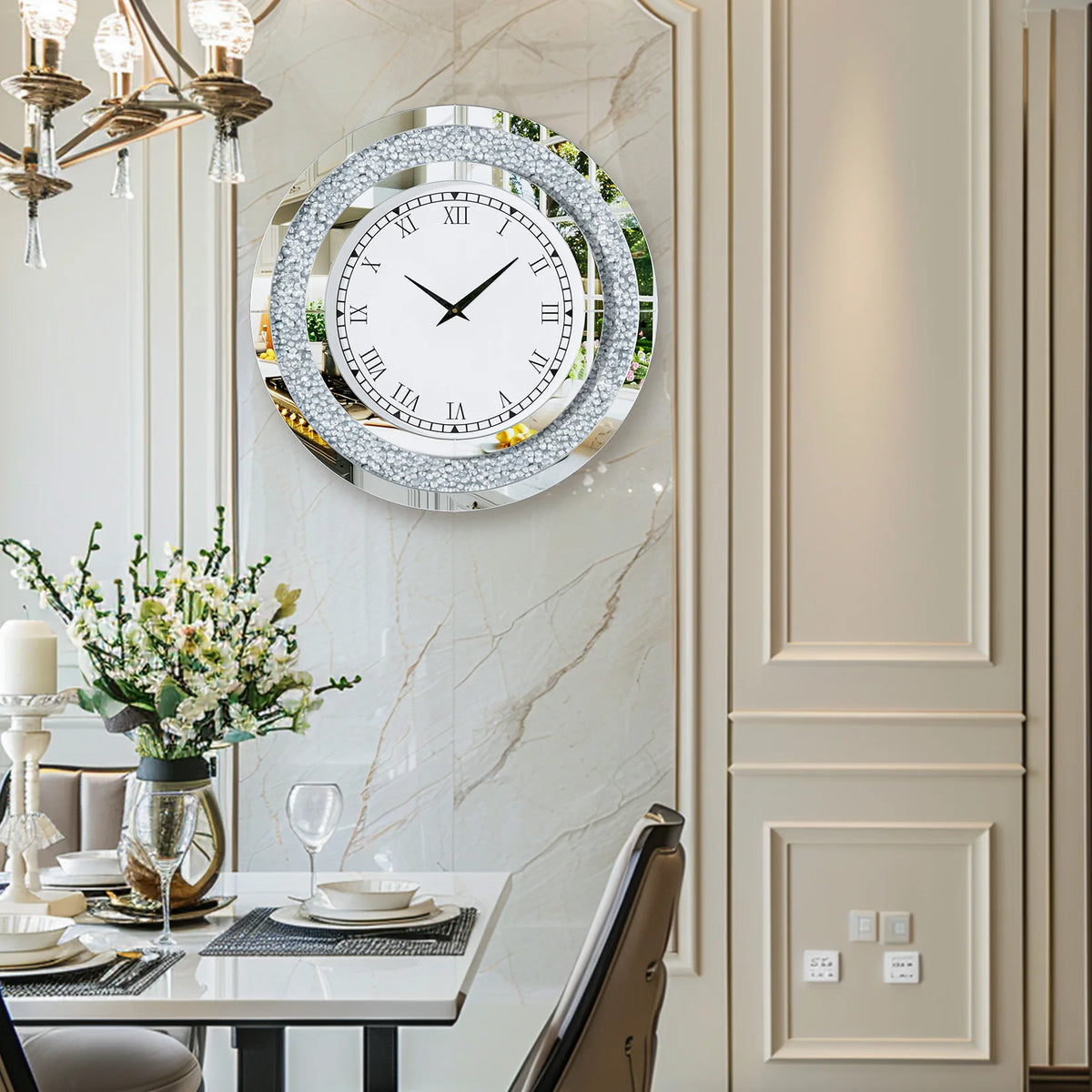 Crystal Sparkle Mirrored Wall Clock