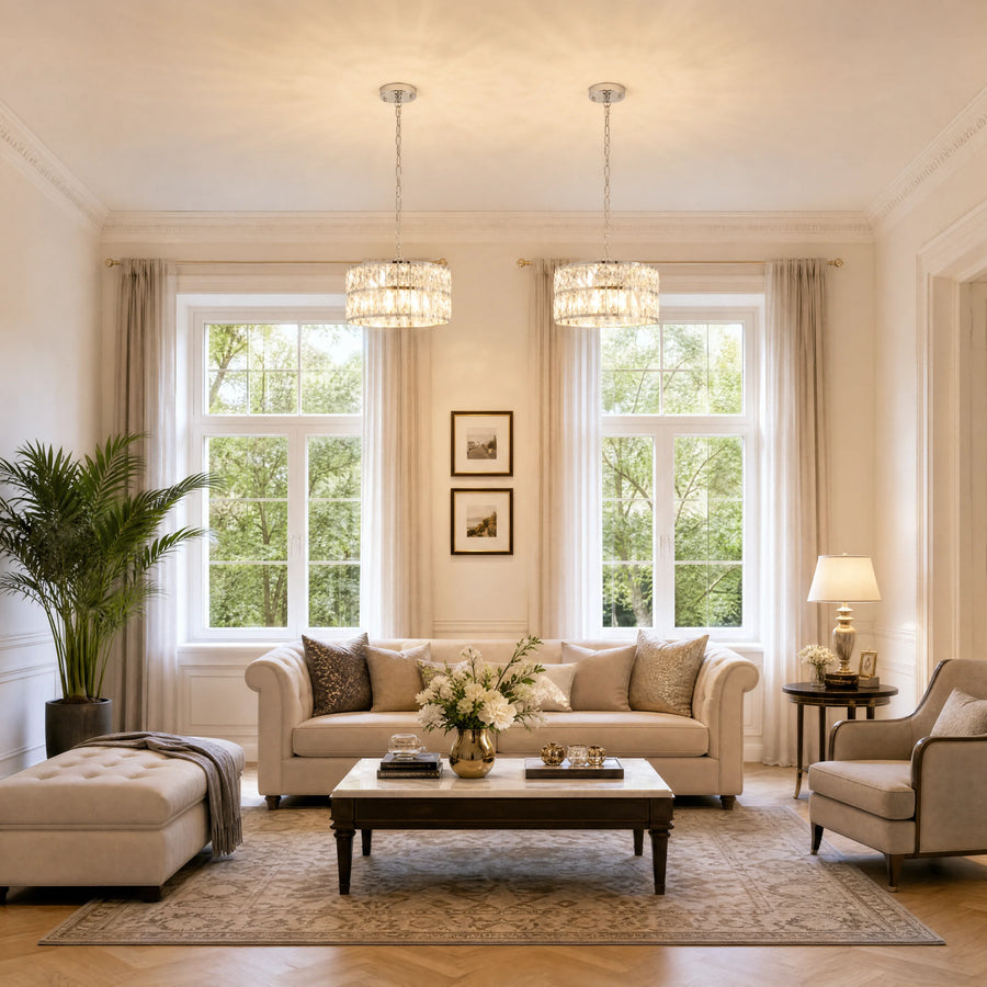 Chrome Crystal Semi-Flush Pendant
