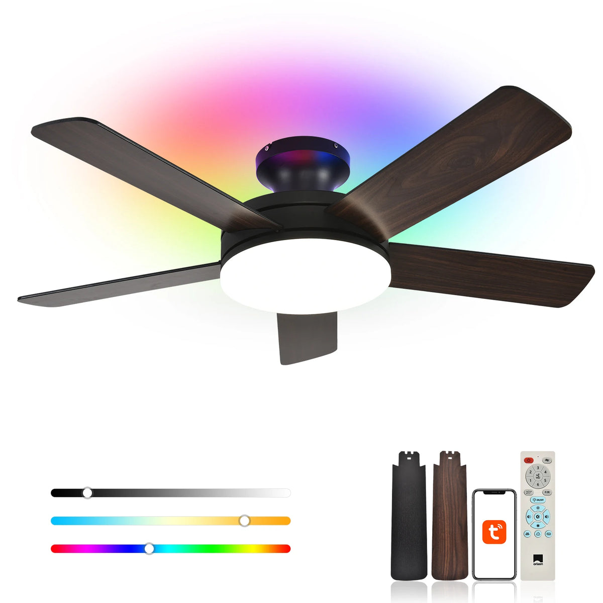 Low-Profile Smart Ceiling Fan with Light