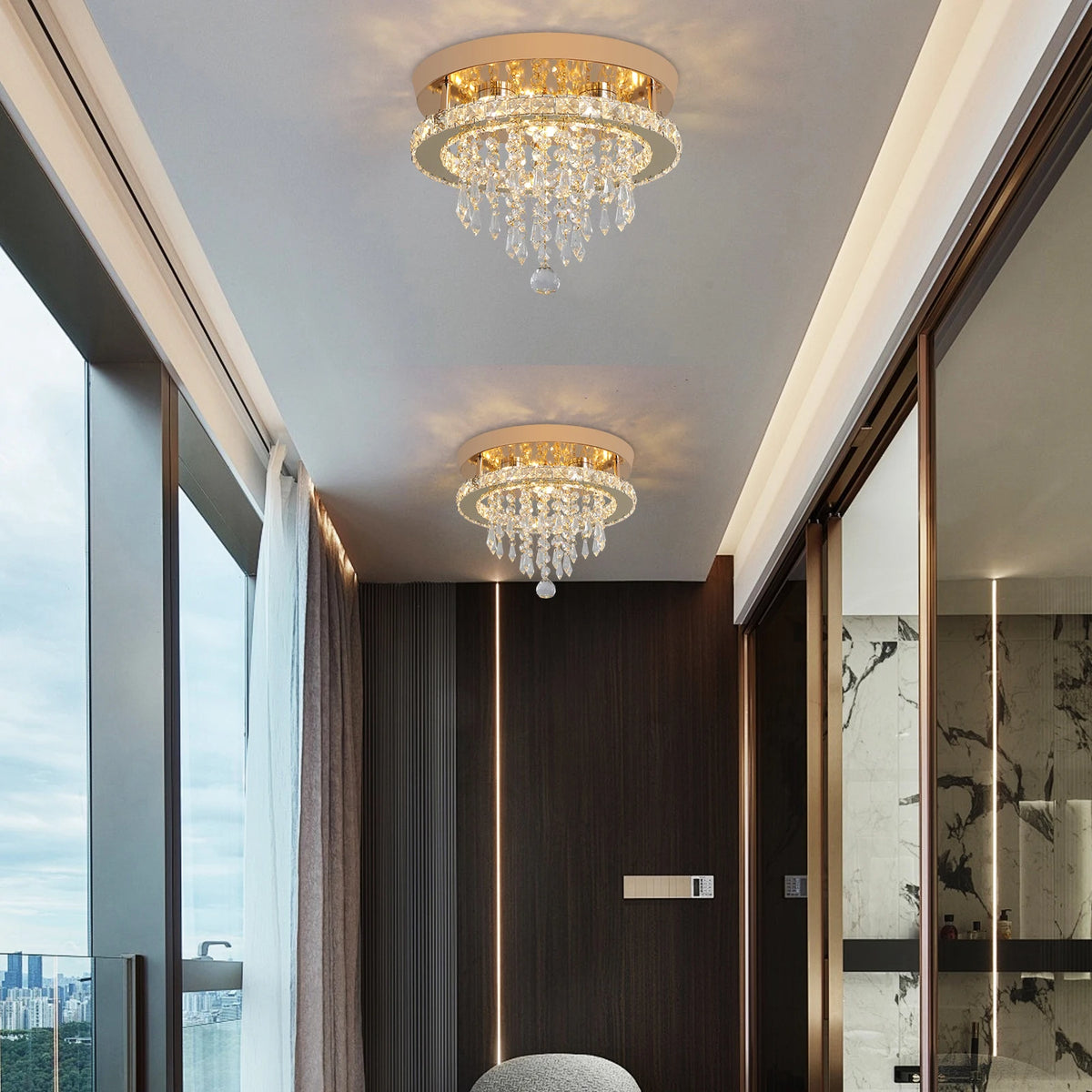 Gold Crystal LED Chandelier