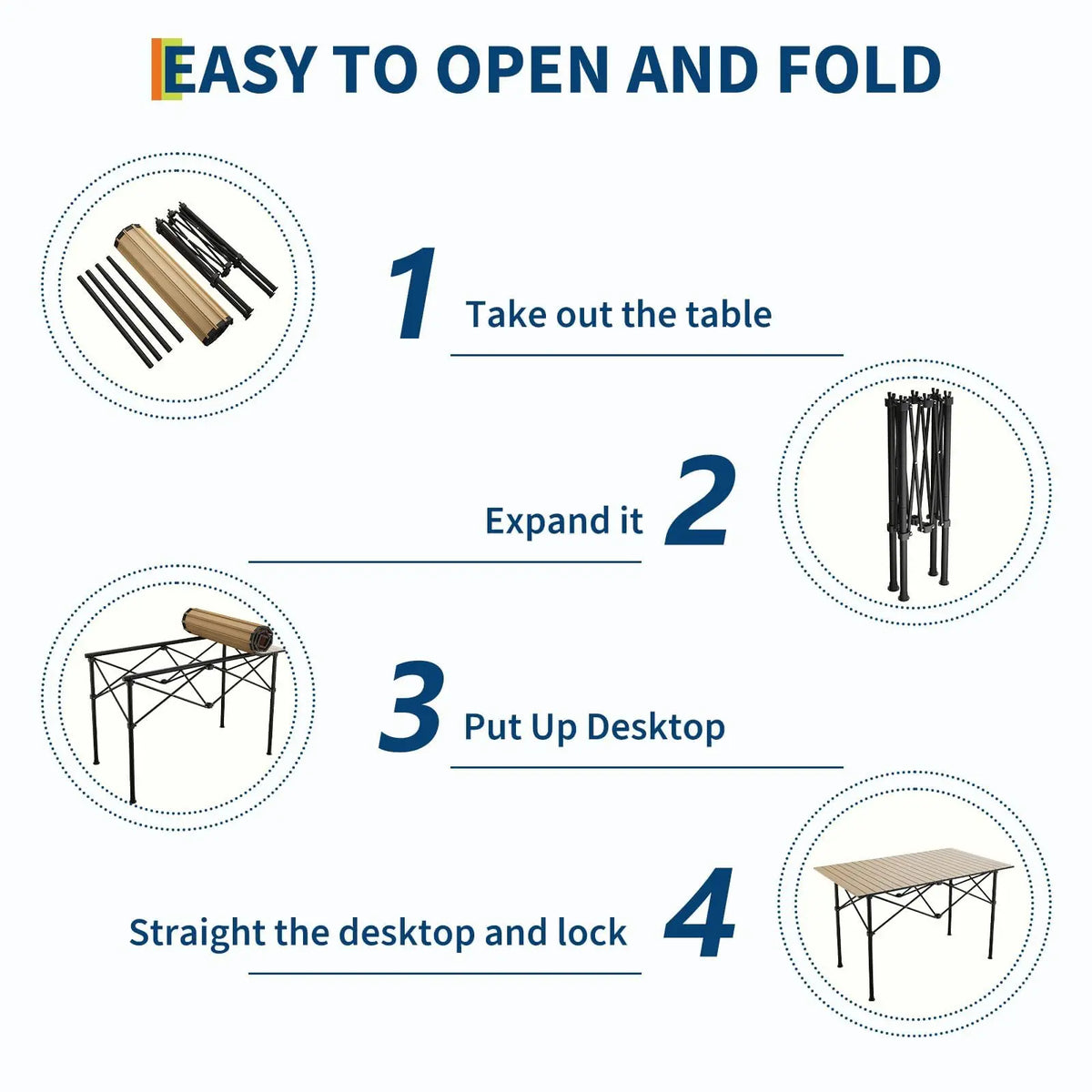 Adjustable Roll-Up Camping Table