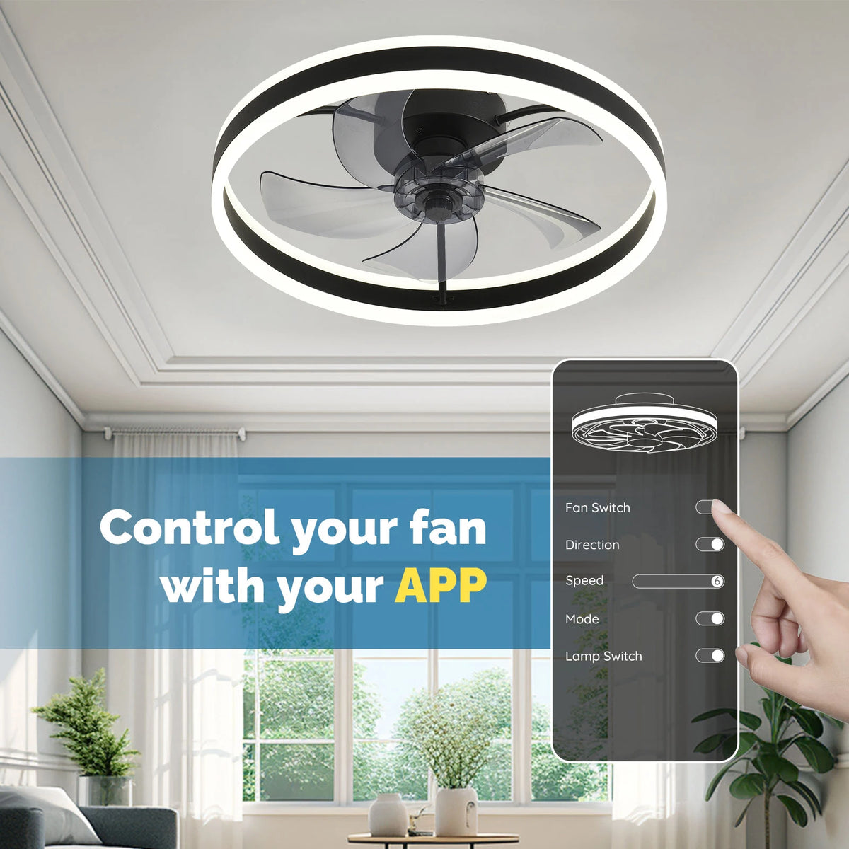 Flush Mount Ceiling Fan with Light