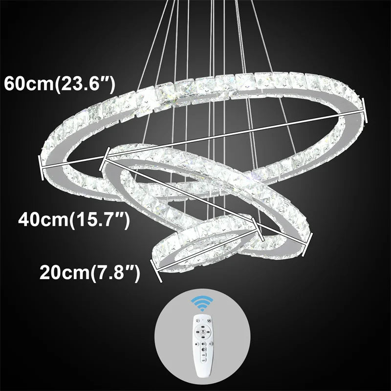 Crystal Rings Chandelier with Remote