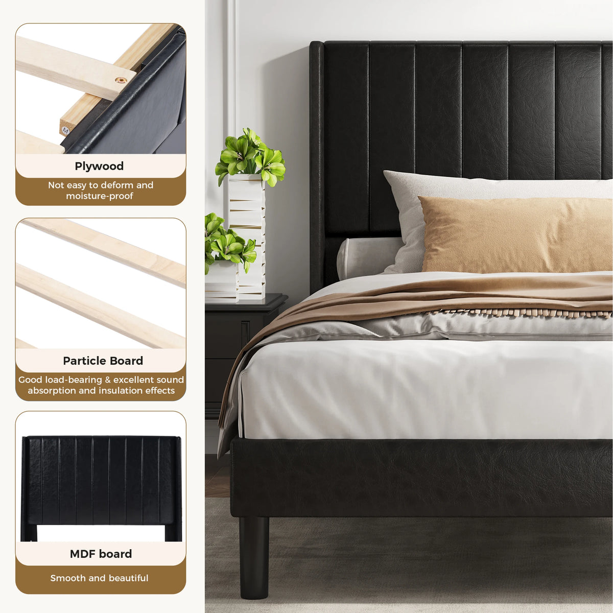 Wingback Leather Bed Frame