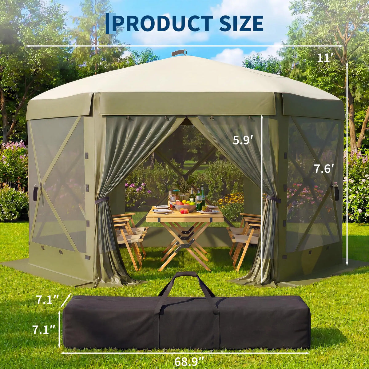 Screened Pop-Up Gazebo 11x11 ft