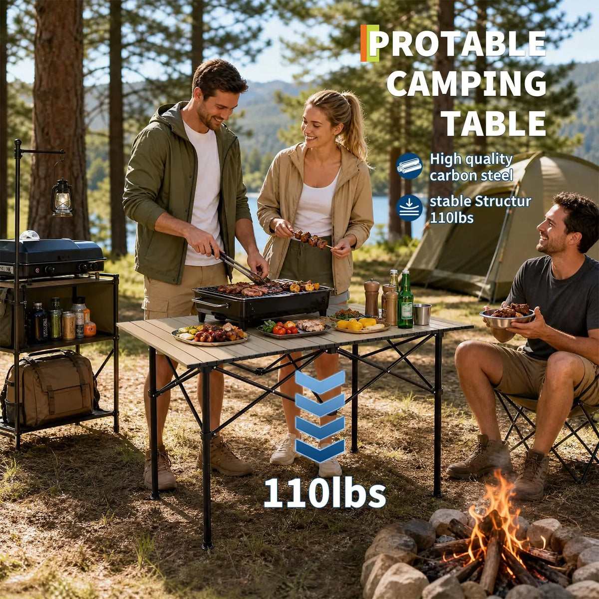 Adjustable Roll-Up Camping Table