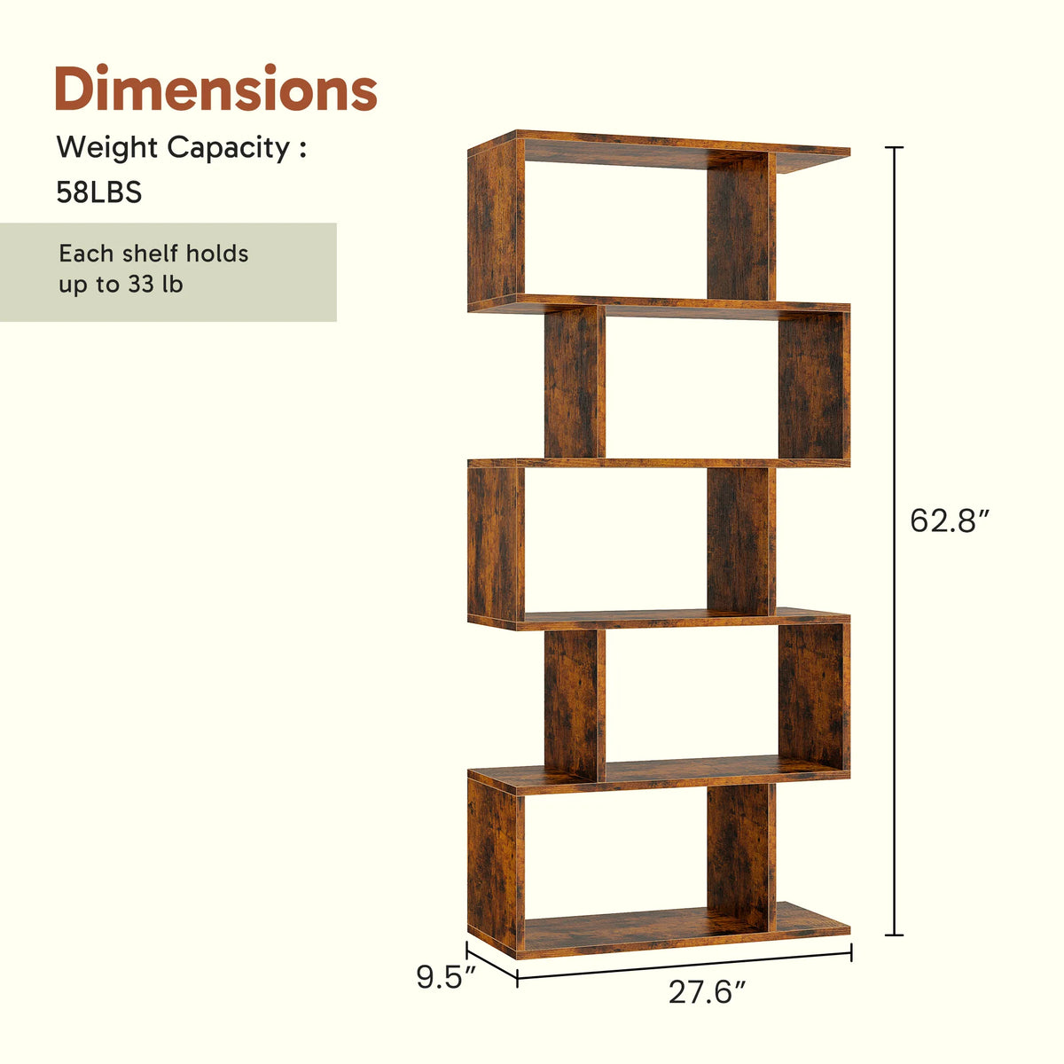 Geometric S-Shaped Bookcase