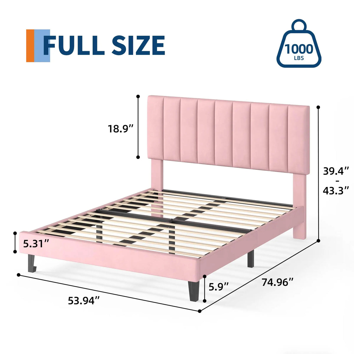 Blush Tufted Platform Bed Frame