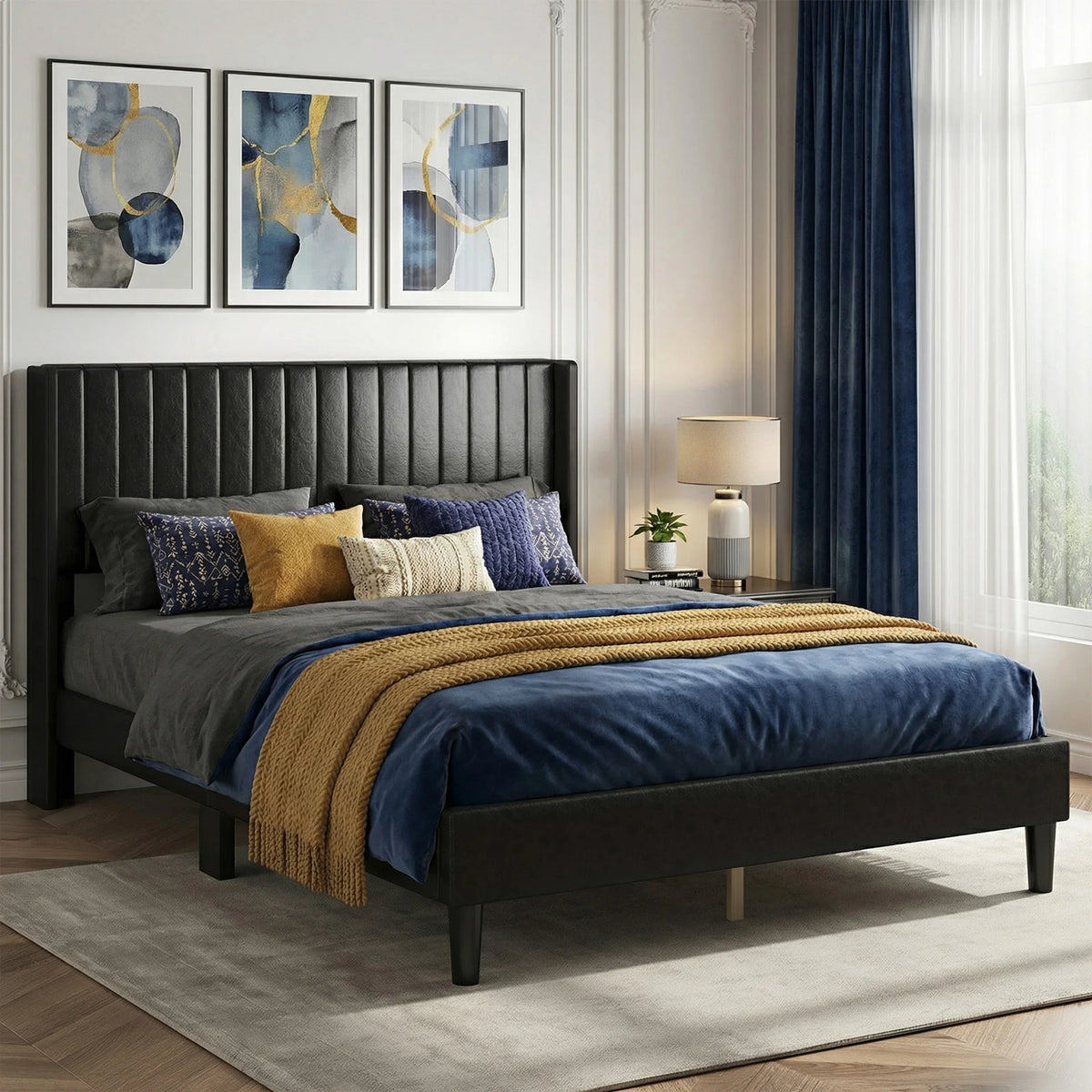 Wingback Leather Bed Frame
