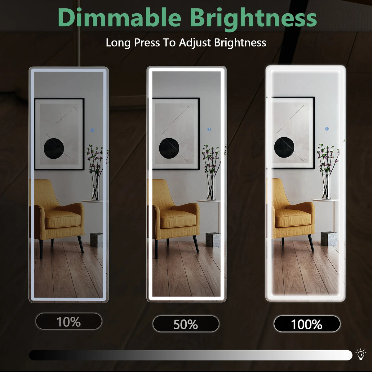 LED Full-Length Floor Mirror