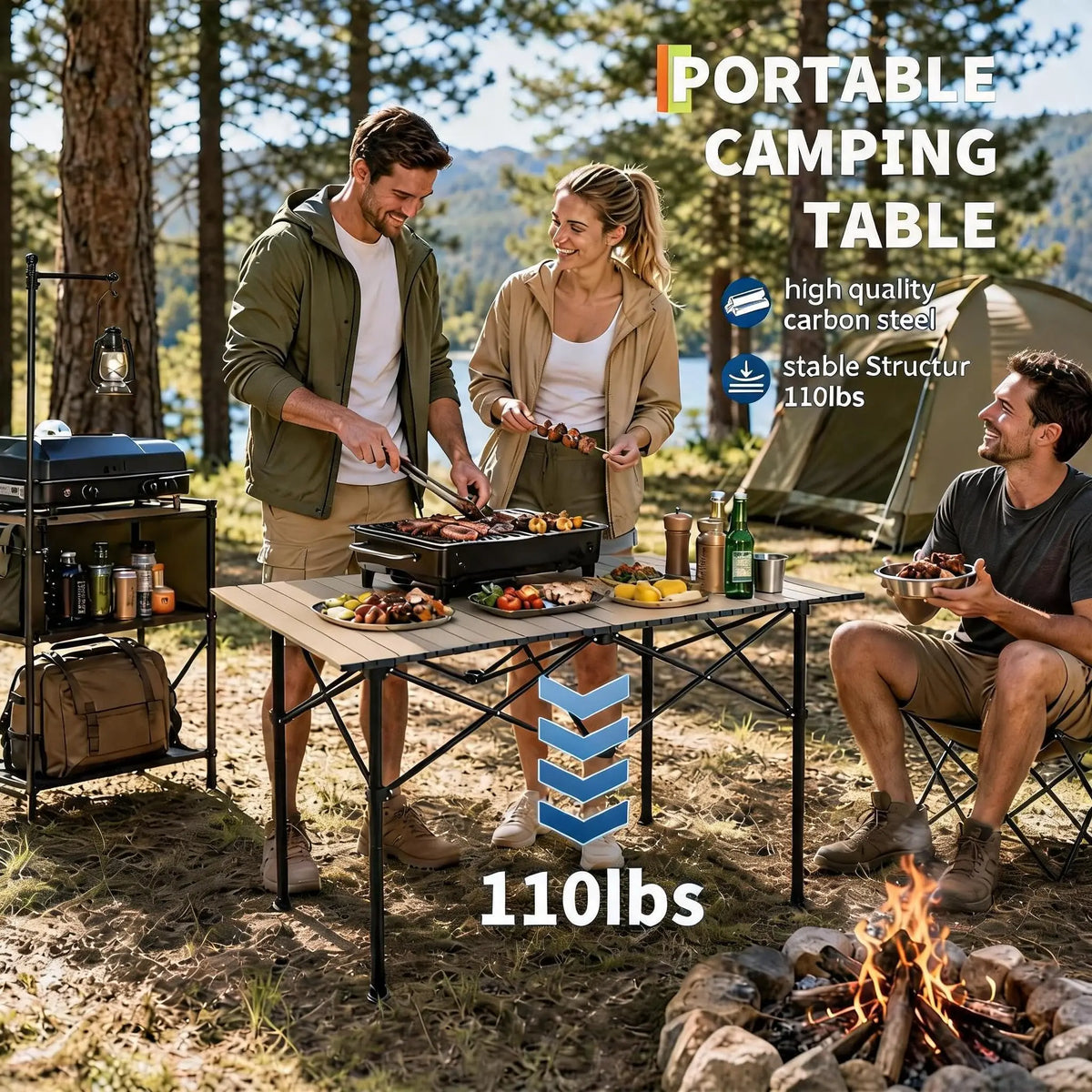 Roll-Up Aluminum Camping Table