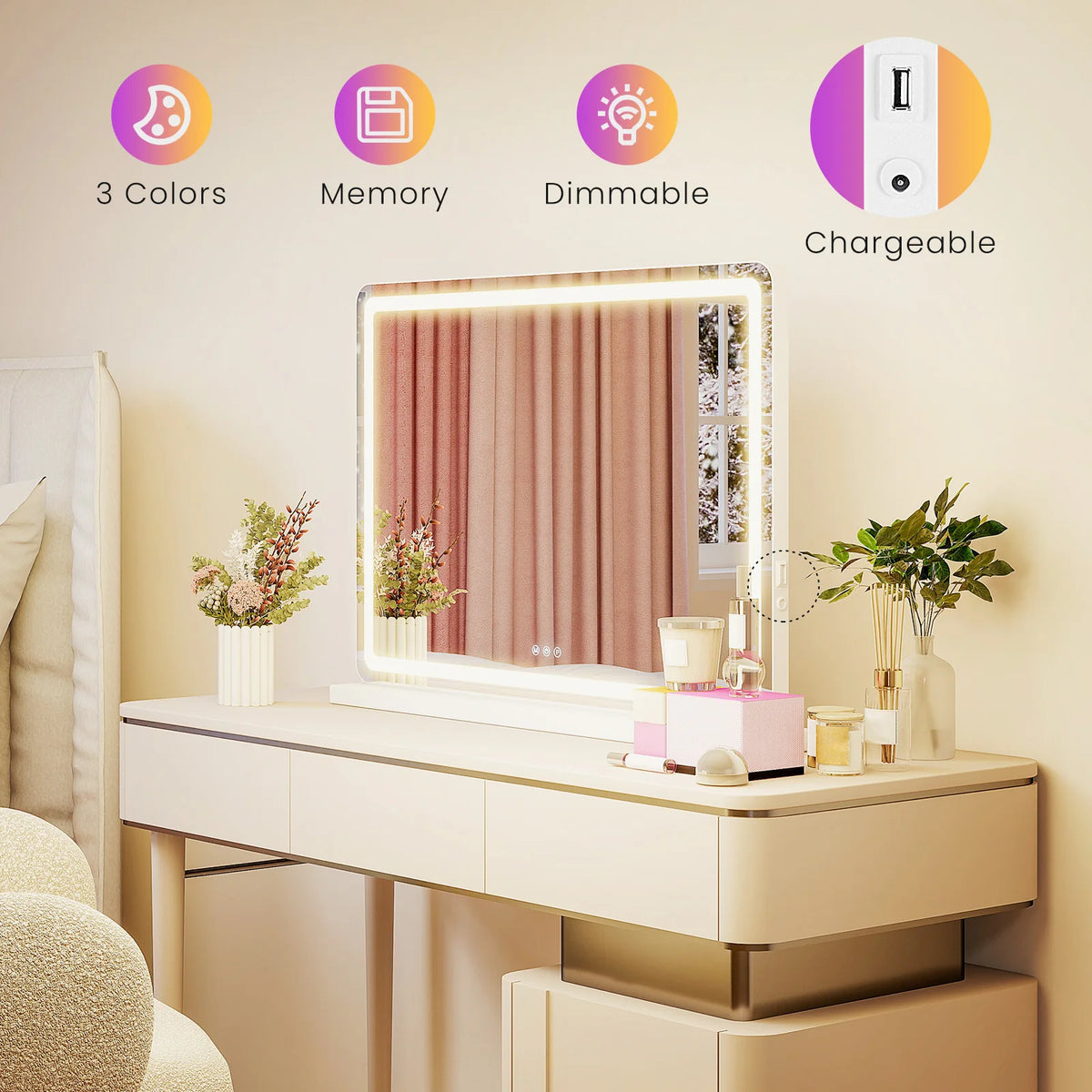 LED Vanity Mirror with Memory
