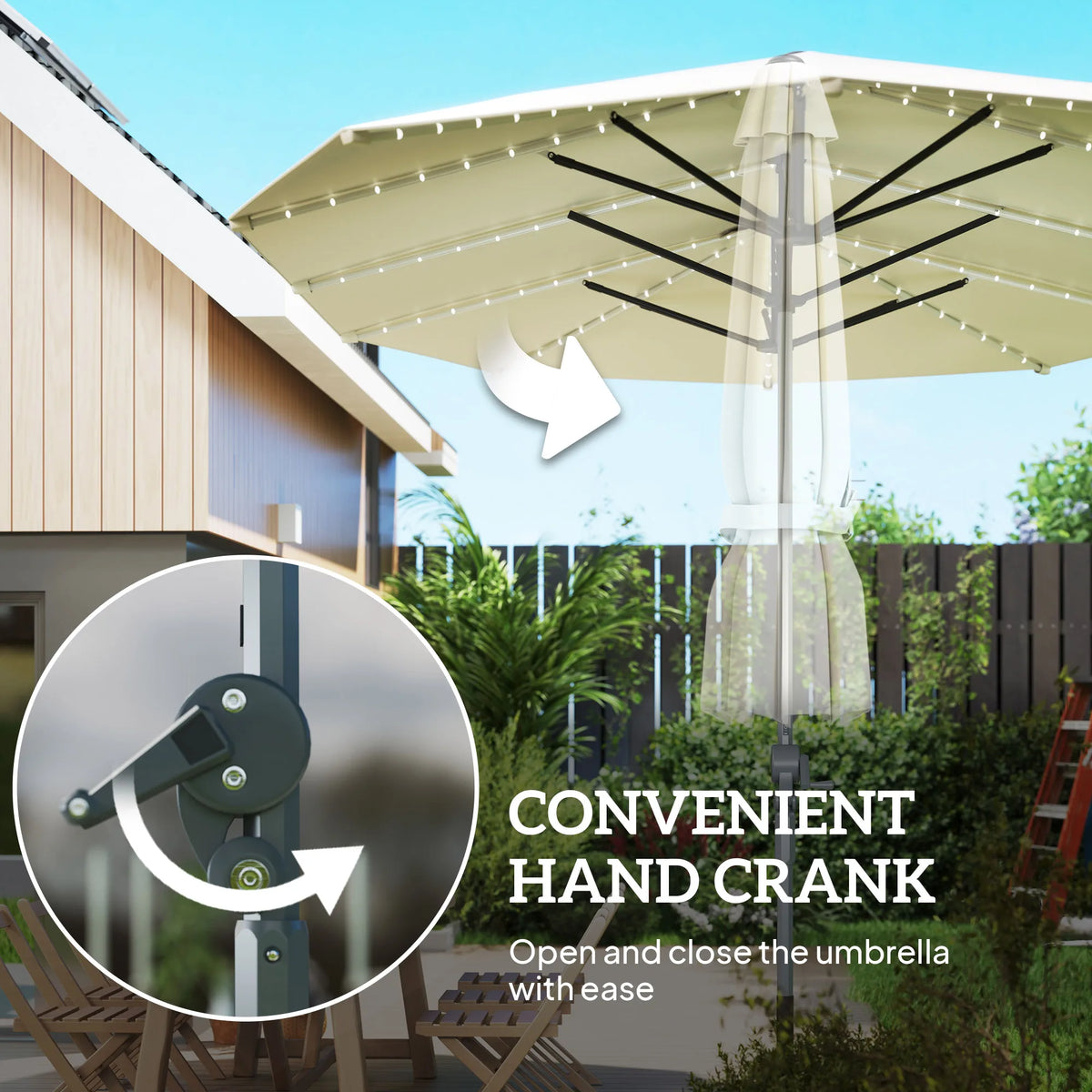 15ft Solar-Light Patio Umbrella