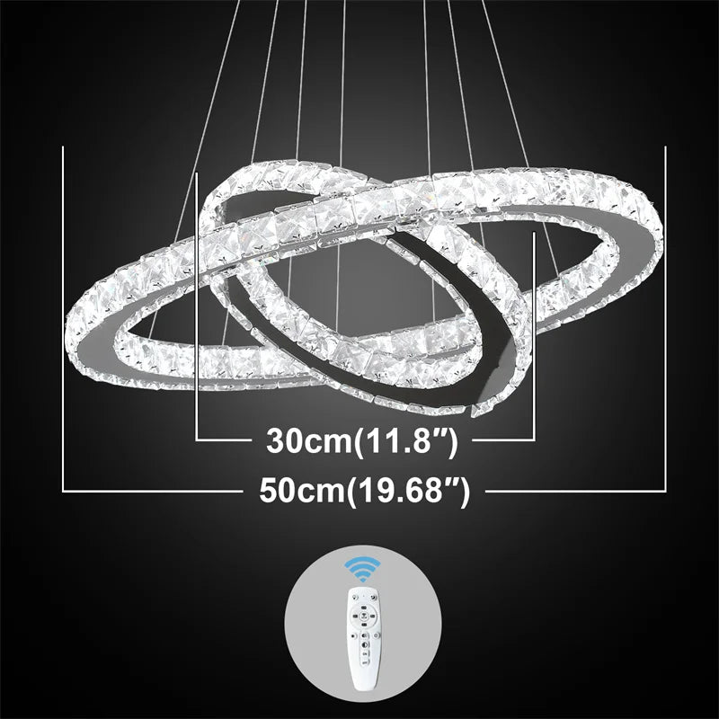 Crystal Rings Chandelier with Remote