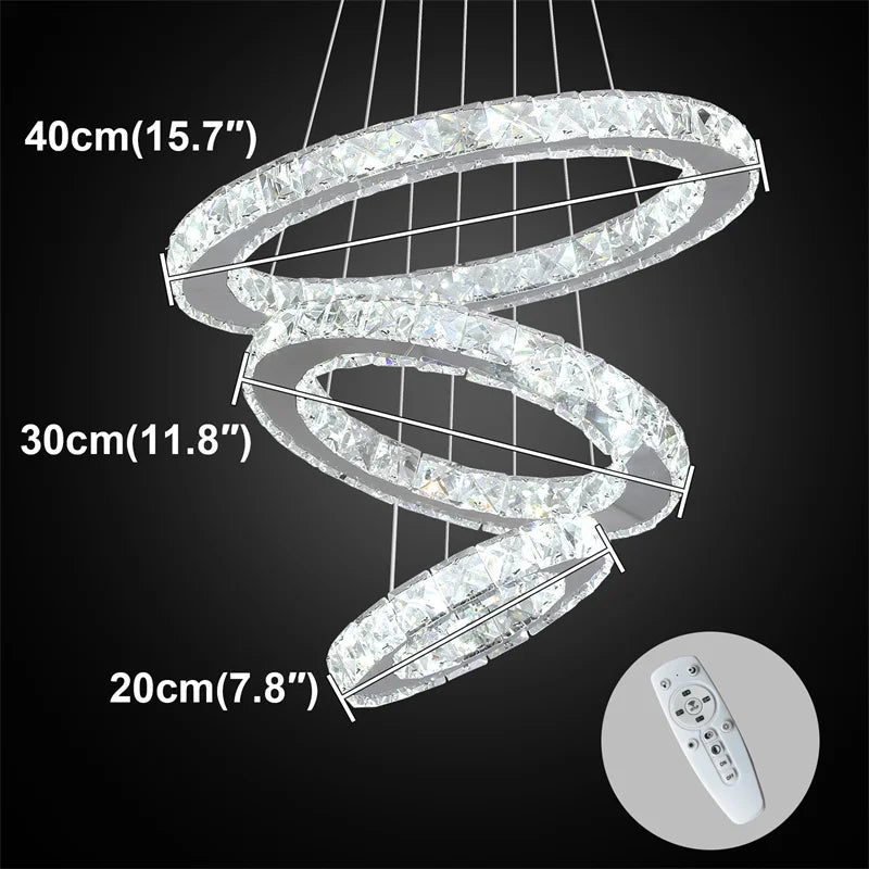 Crystal Rings Chandelier with Remote