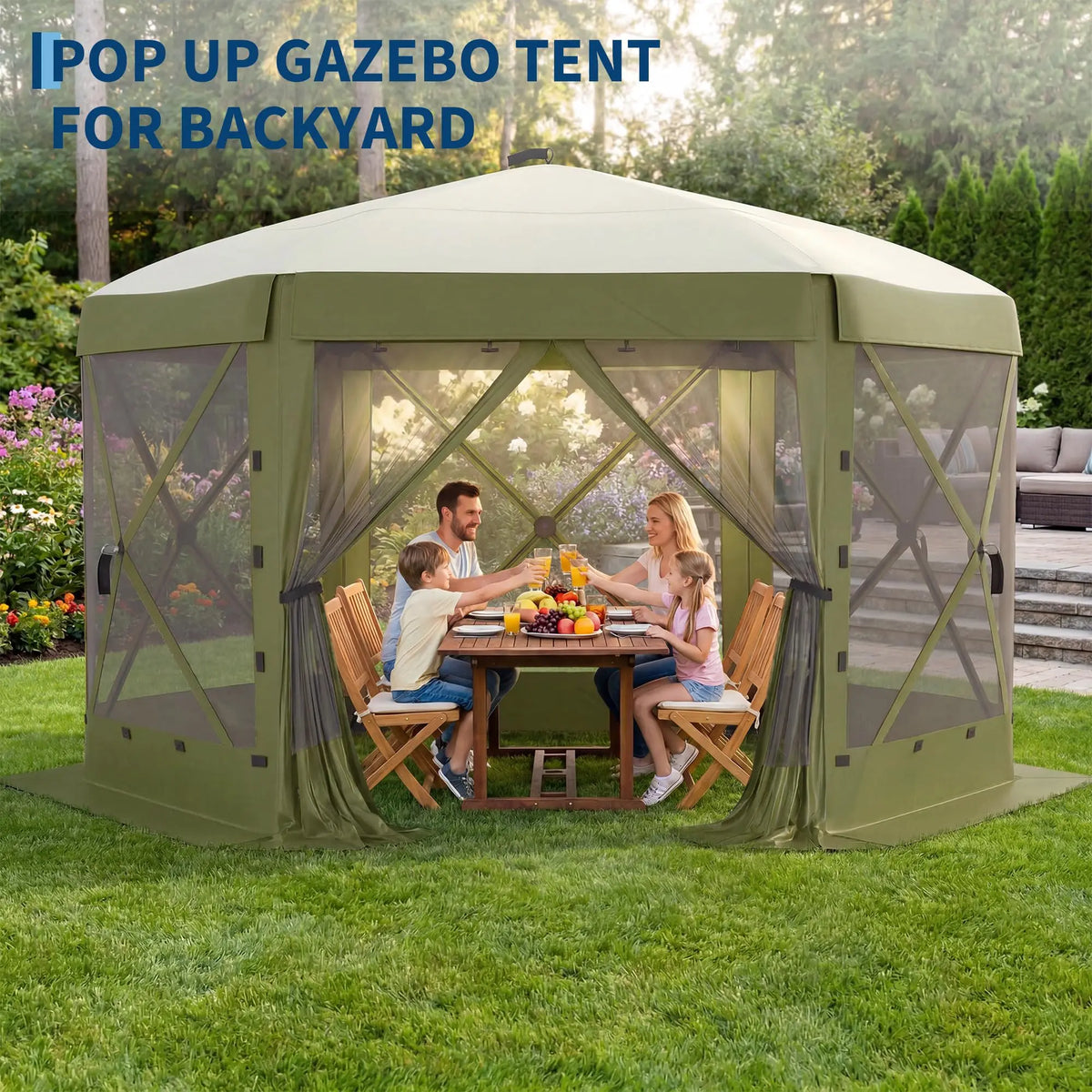 Screened Pop-Up Gazebo 11x11 ft