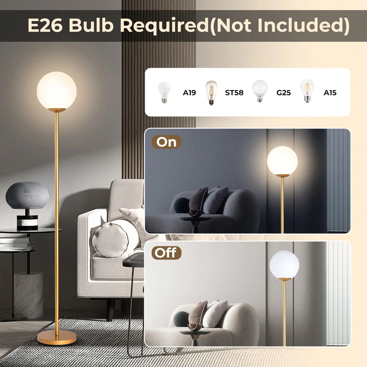 Glass Globe LED Floor Lamp