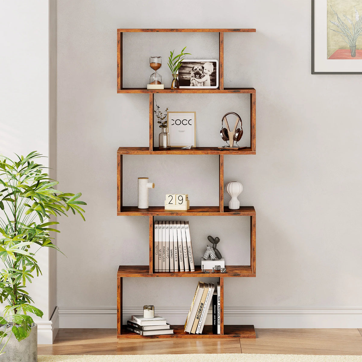 Geometric S-Shaped Bookcase