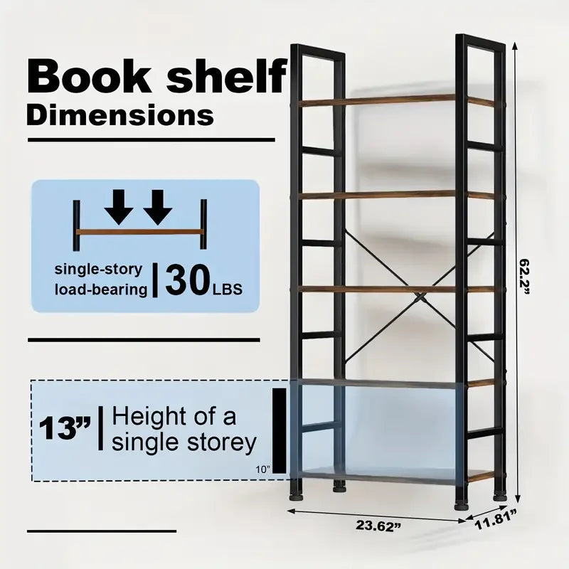 Vintage 5-Tier Bookshelf