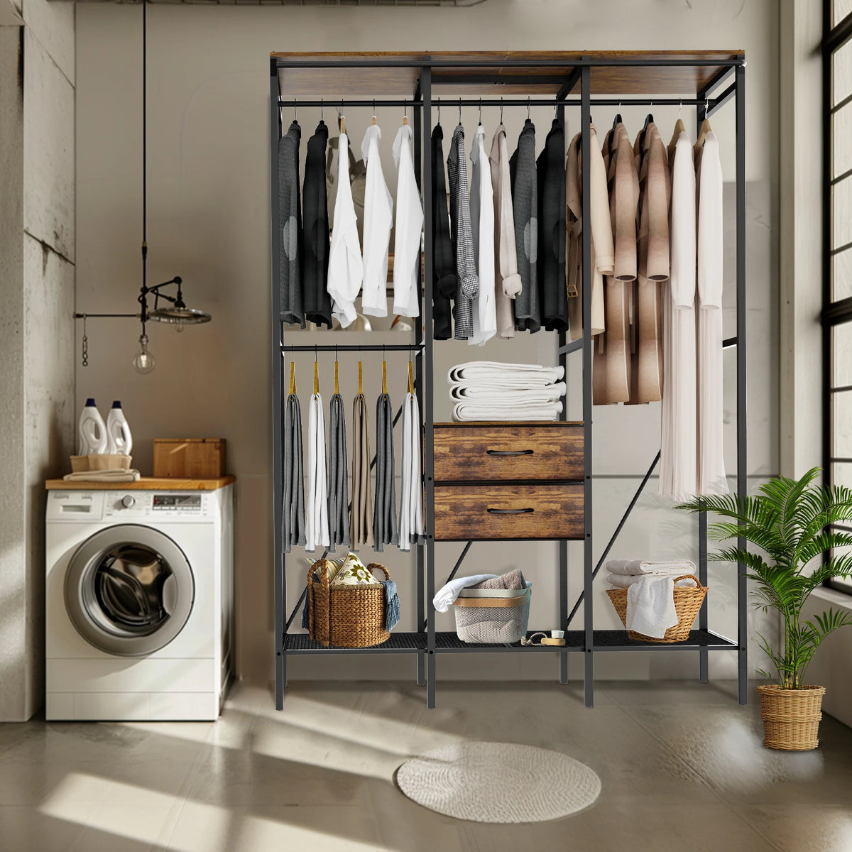 Industrial Open Wardrobe Rack
