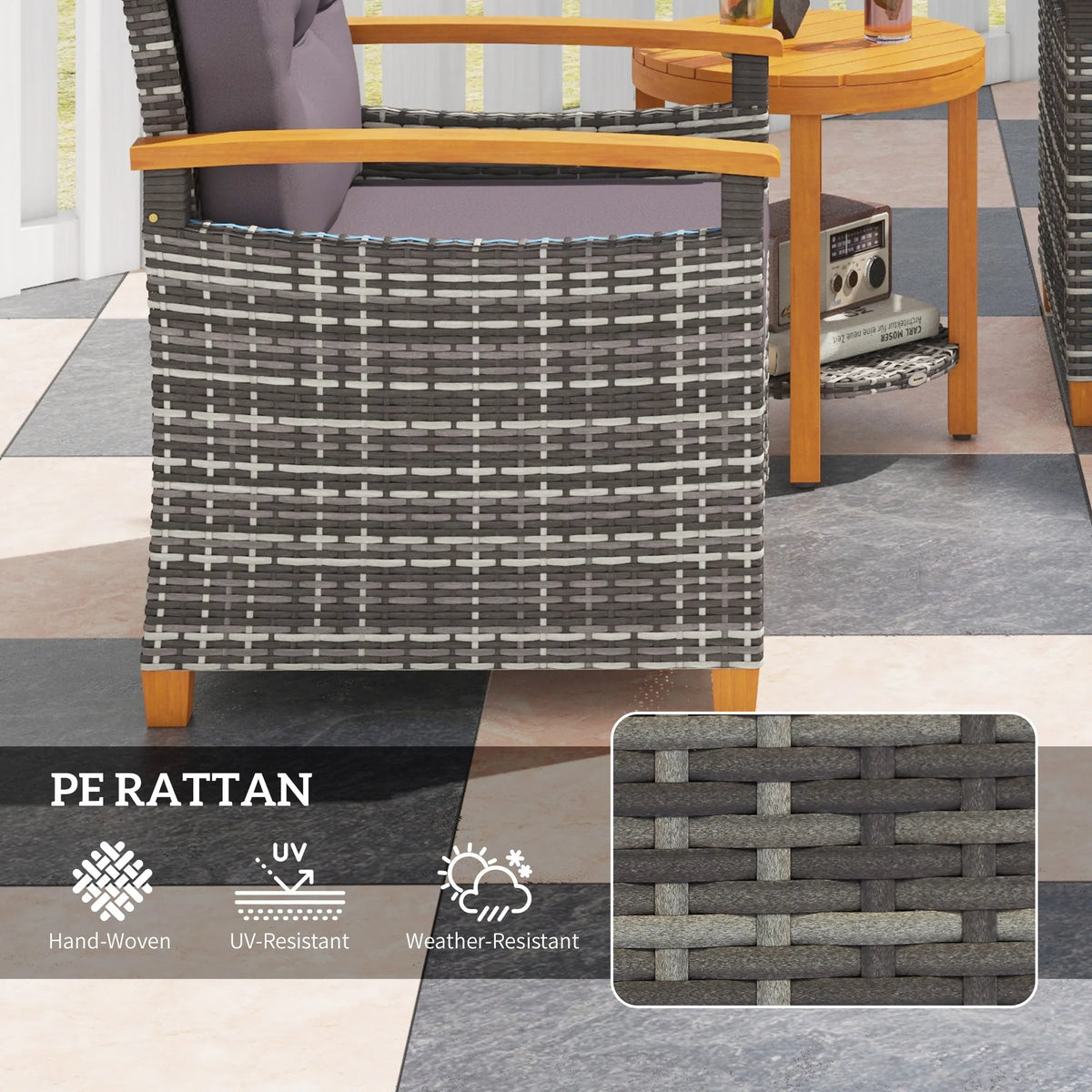 Gray Wicker Bistro Set