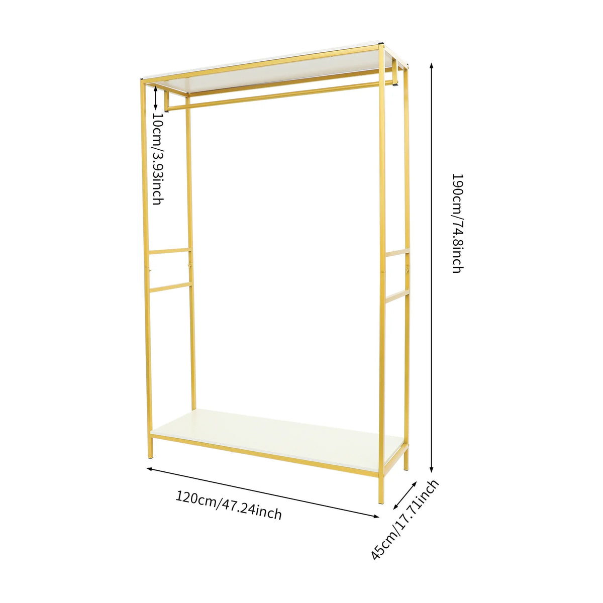Gold Garment Rack with Shelves