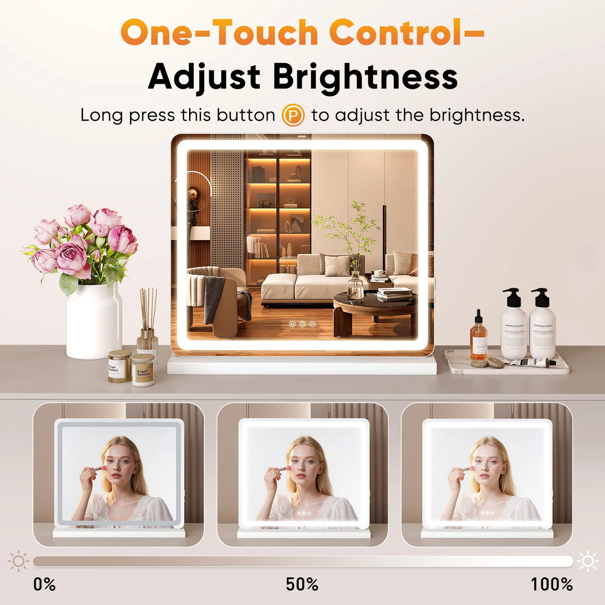 Rectangle LED Vanity Mirror with USB