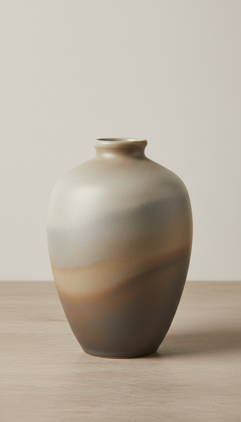 Sculptural Ceramic Vase styled on a shelf
