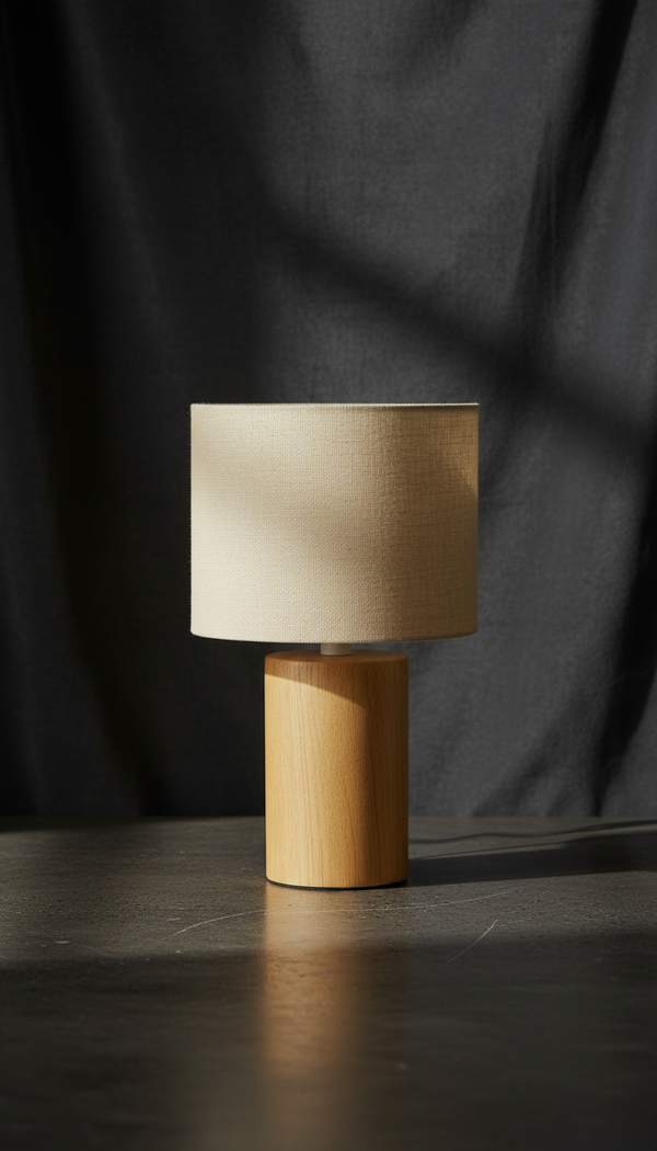 Honey linen bedside lamp in a bedroom
