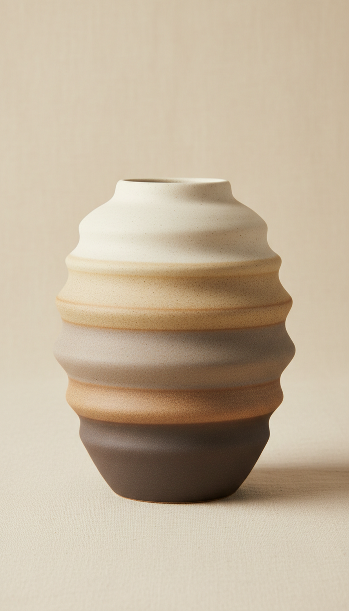 Stoneware ripple vase