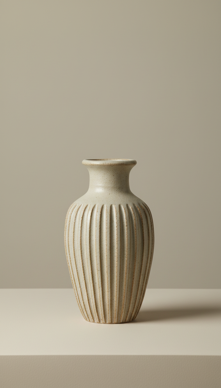 Ribbed Ceramic Vase
