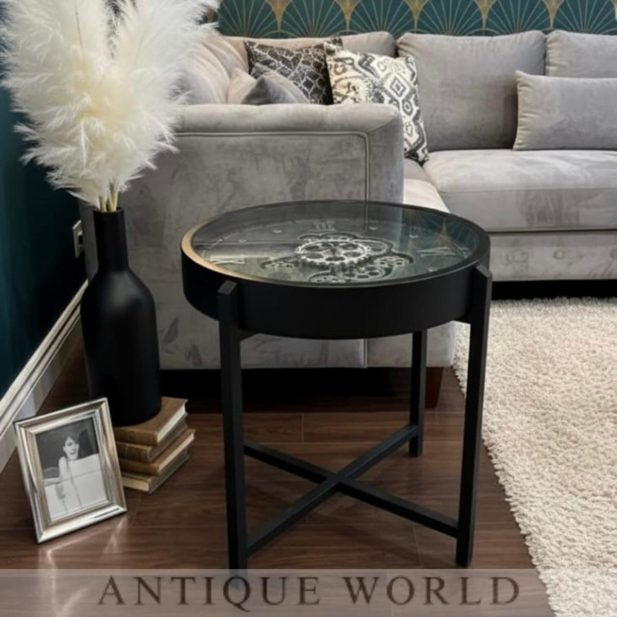 Working Gears Timepiece Coffee Table & Clock