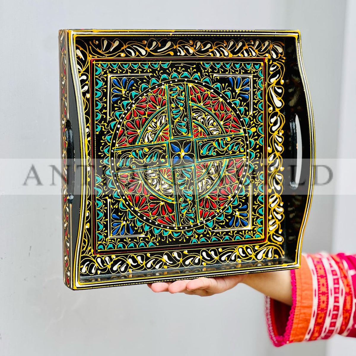 Traditional Naqshi Art Square Shaped  Serving Tray