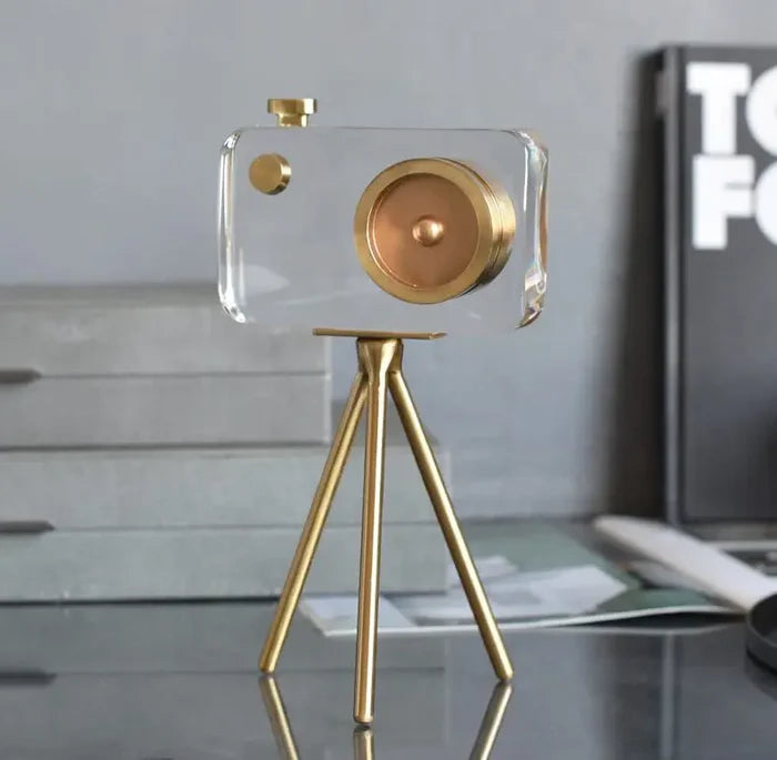 Modern Luxury Crystal Camera Sculpture