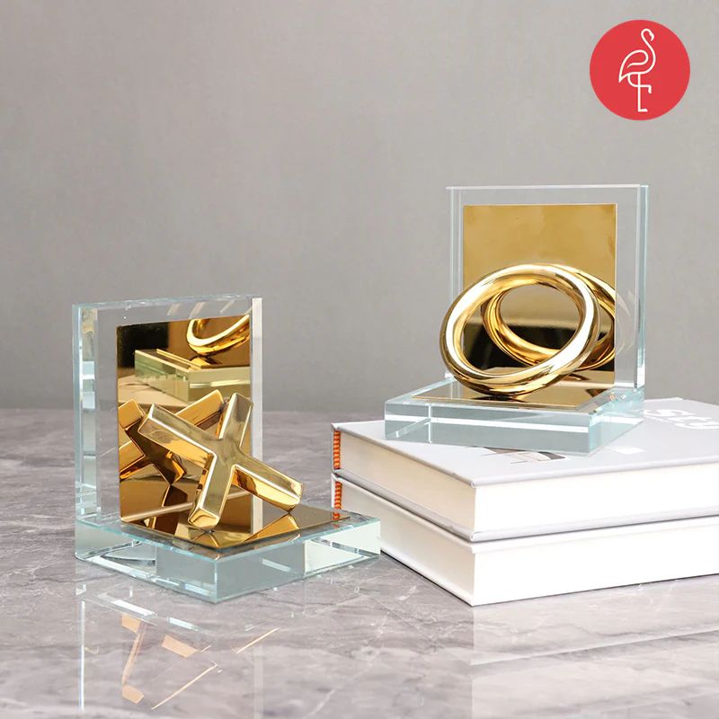 Stainless Steél Crystal BookEnds
