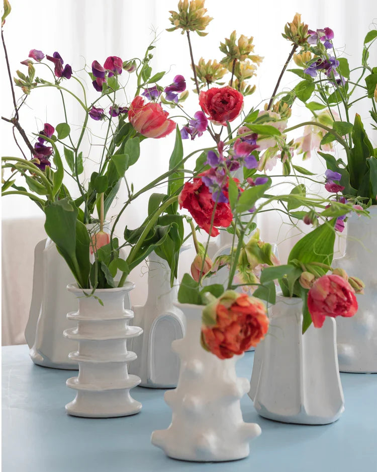 Conical Ivory Shade Ceramic Vase Set