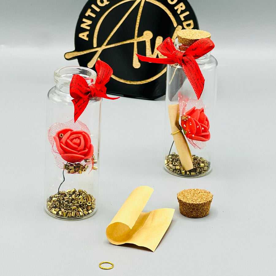 Rose Flower Secret Message Bottle ( Set of 6)