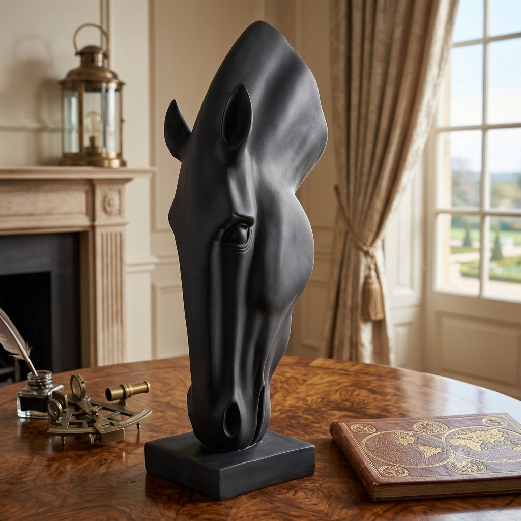 Midnight Stallion Horse Head Sculpture