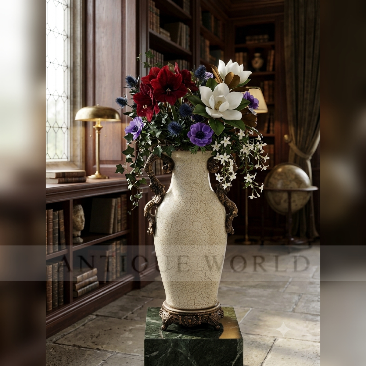Regal Bloom Antique Floor Vase