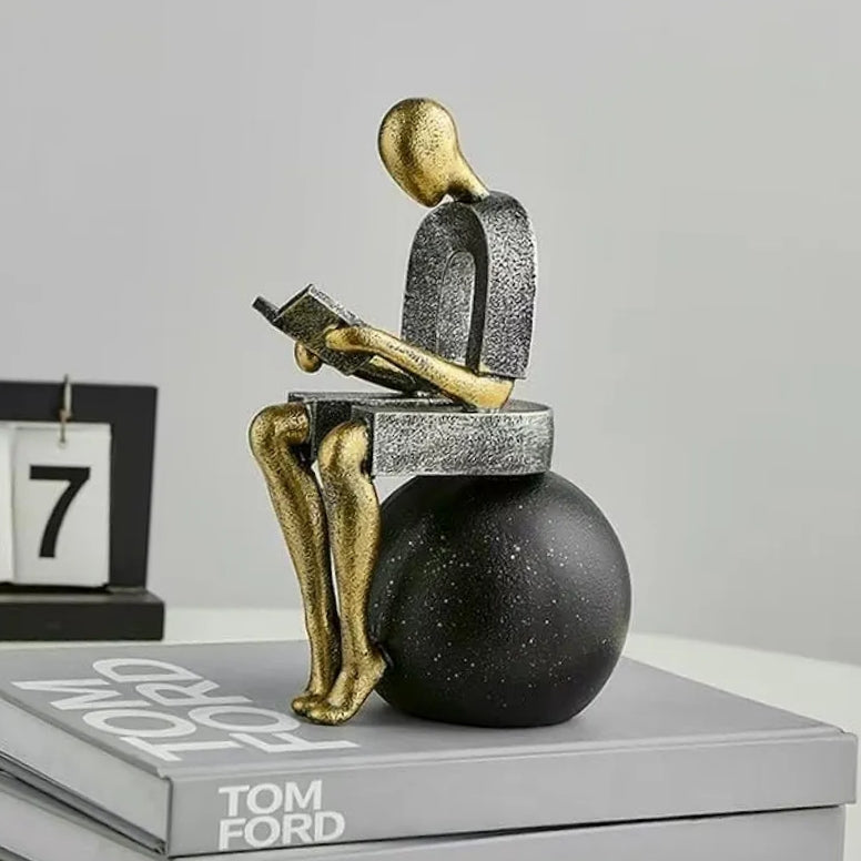 Modern Decorative Abstract Reading Figure Bookend  ( 2pc )