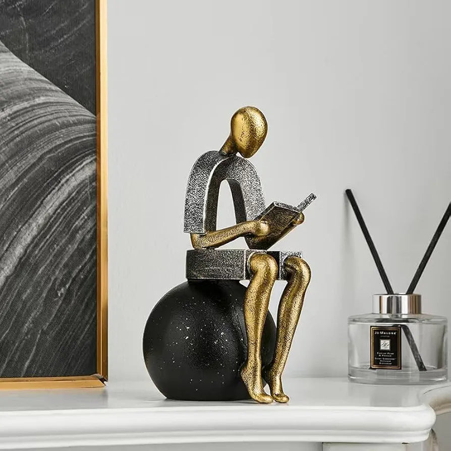 Modern Decorative Abstract Reading Figure Bookend  ( 2pc )