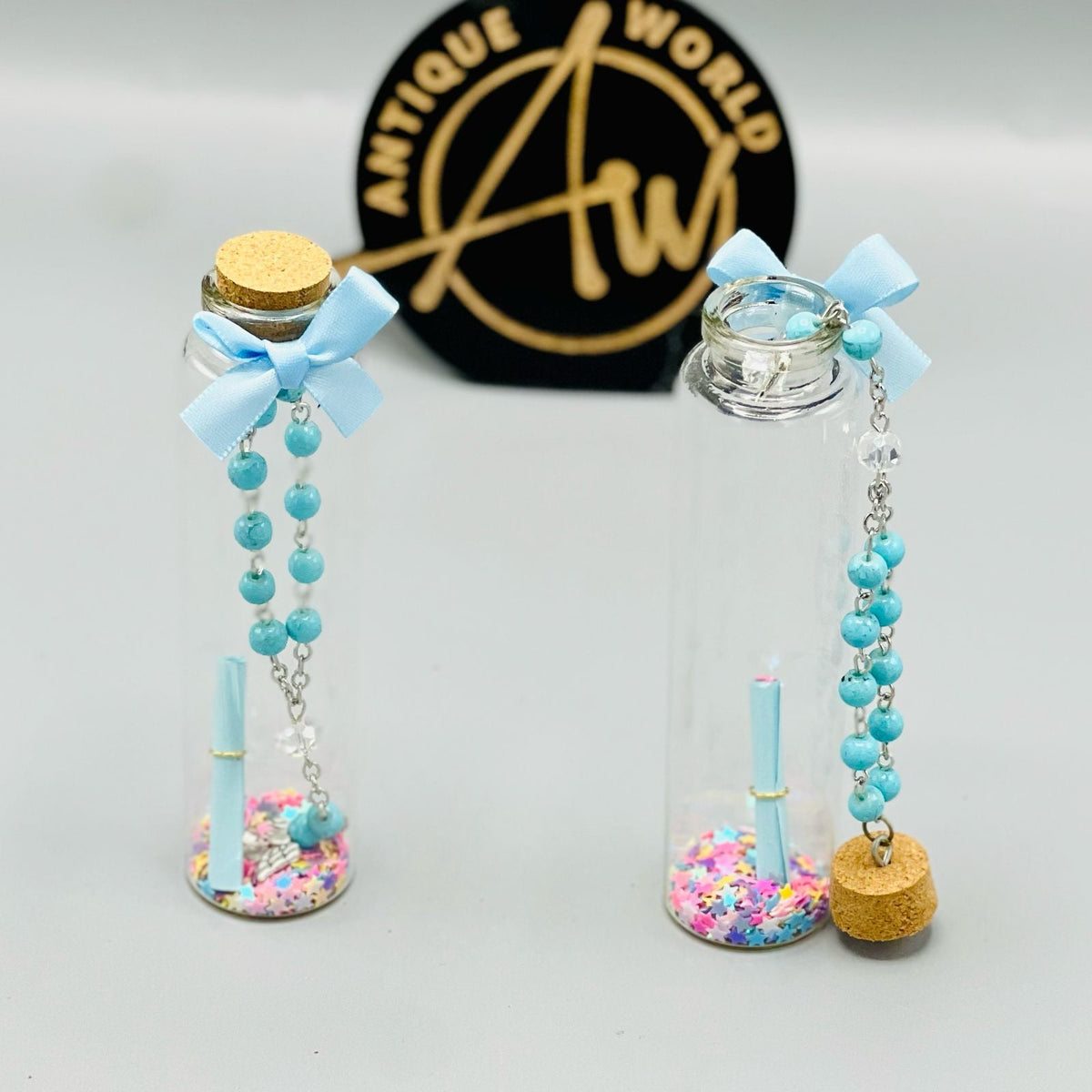 Charming Beaded Mini Msg Bottle ( Set of 5)