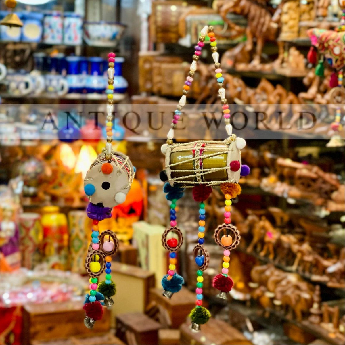 Handcrafted Traditional Dhol Wall Hanging Art (Set Of 6)