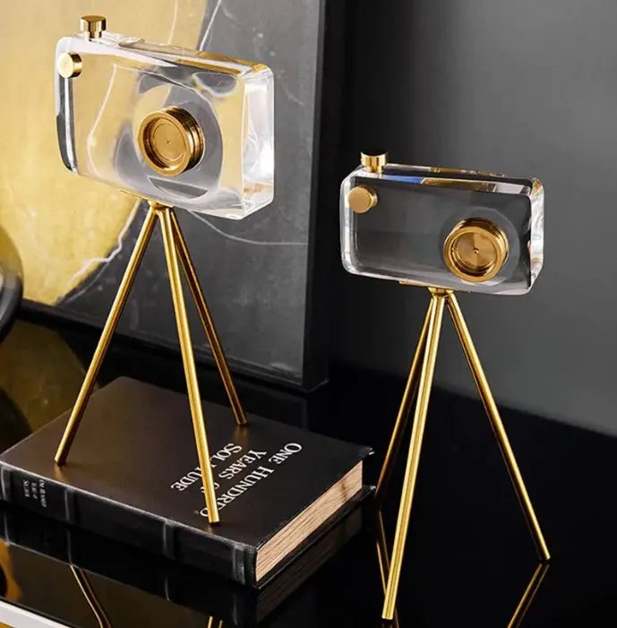 Modern Luxury Crystal Camera Sculpture